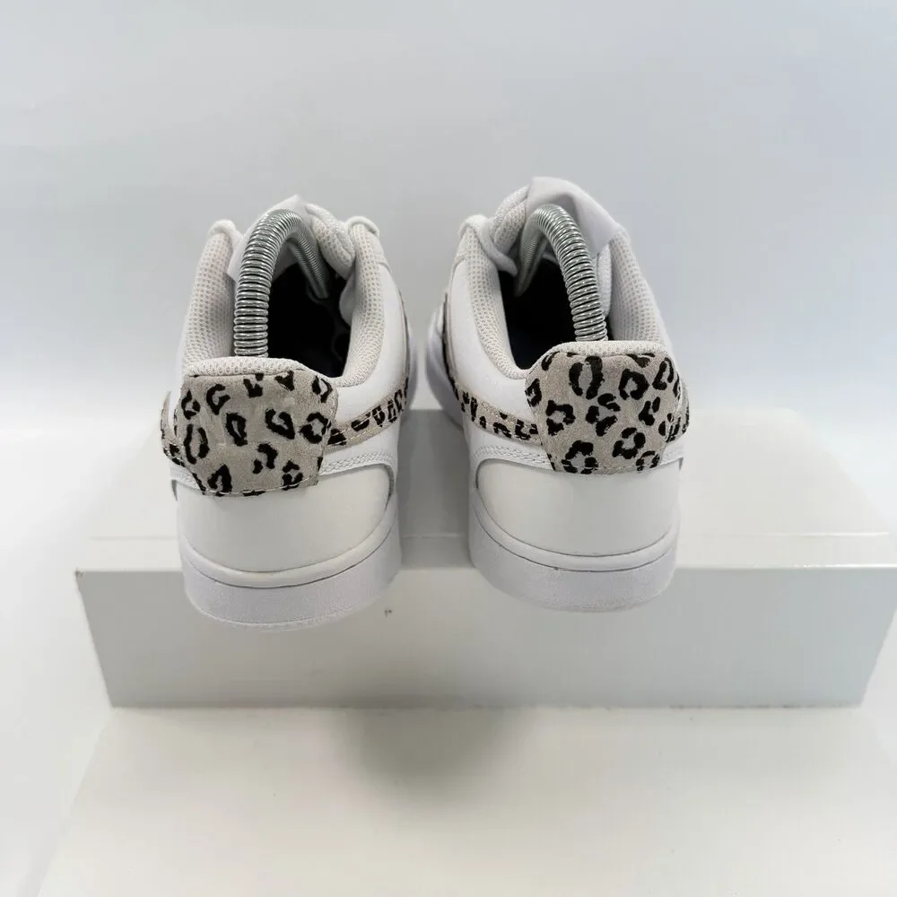 Nike Court Vision Low White Leopard Swoosh Womens DD9665-100 Size 7